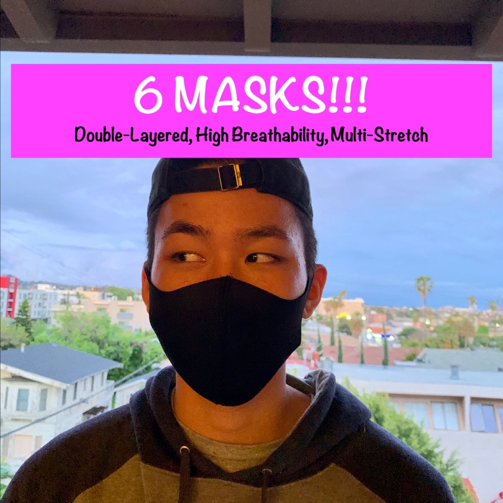 6x Reusable Fabric Face Mask Adult, Double Layer